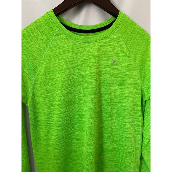 Old Navy Active Green Static Print "Never Quit" Long Sleeve Go-Dry Athletic Tee - Picture 2 of 8